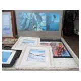 Lot of various pictures, most are framed