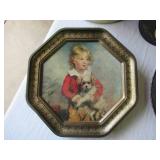 Lot of Vintage Tin ware: Tin Cans, Tin Wall Art, Tin Garbage Cans, Trays, 1 decorative box with lid