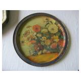 Lot of Vintage Tin ware: Tin Cans, Tin Wall Art, Tin Garbage Cans, Trays, 1 decorative box with lid