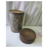 Lot of Vintage Tin ware: Tin Cans, Tin Wall Art, Tin Garbage Cans, Trays, 1 decorative box with lid