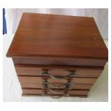 Vintage wood 4 Drawer Jewelry Box with decorative metal Drawer Pulls