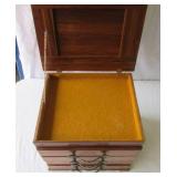 Vintage wood 4 Drawer Jewelry Box with decorative metal Drawer Pulls