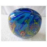 2 - Handblown Colorful Art Glass Vases.  Beautiful.