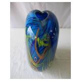 2 - Handblown Colorful Art Glass Vases.  Beautiful.