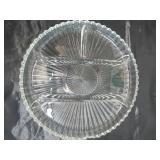 Lot of Vintage fancy Clear Glass Pieces: Trays, Relish Dishes, Bowls, Candle Holders, Luncheon Plates, Ashtray