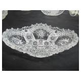 Lot of Vintage fancy Clear Glass Pieces: Trays, Relish Dishes, Bowls, Candle Holders, Luncheon Plates, Ashtray