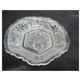 Lot of Vintage fancy Clear Glass Pieces: Trays, Relish Dishes, Bowls, Candle Holders, Luncheon Plates, Ashtray