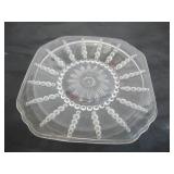 Lot of Vintage fancy Clear Glass Pieces: Trays, Relish Dishes, Bowls, Candle Holders, Luncheon Plates, Ashtray