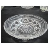 Lot of Vintage fancy Clear Glass Pieces: Trays, Relish Dishes, Bowls, Candle Holders, Luncheon Plates, Ashtray