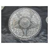 Lot of Vintage fancy Clear Glass Pieces: Trays, Relish Dishes, Bowls, Candle Holders, Luncheon Plates, Ashtray