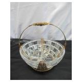 Lot of Vintage fancy Clear Glass Pieces: Trays, Relish Dishes, Bowls, Candle Holders, Luncheon Plates, Ashtray