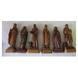 Lot of Vintage Religious Items: wood Altar, 6 hand carved Saint Figurines, Framed Prints, Holy Family statue,2 Crosses and a 1 Crucifix