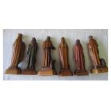 Lot of Vintage Religious Items: wood Altar, 6 hand carved Saint Figurines, Framed Prints, Holy Family statue,2 Crosses and a 1 Crucifix