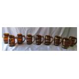 Lot of 9 Vintage 1960s Cowboy Western Themed Barrel Mugs. Siesta ware. Made in USA