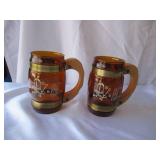 Lot of 9 Vintage 1960s Cowboy Western Themed Barrel Mugs. Siesta ware. Made in USA