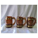 Lot of 9 Vintage 1960s Cowboy Western Themed Barrel Mugs. Siesta ware. Made in USA