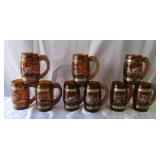 Lot of 9 Vintage 1960s Cowboy Western Themed Barrel Mugs. Siesta ware. Made in USA