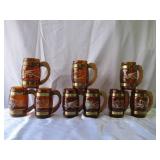 Lot of 9 Vintage 1960s Cowboy Western Themed Barrel Mugs. Siesta ware. Made in USA