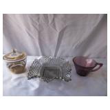 Lot of Vintage Decorative Colored Glassware, Milk Glass, Colored Art Pieces, Vases, Plates, Candle Holders and more