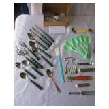 Lot of various Vintage Kitchen Utensils, Silverware, Openers, some Stainless Steel and more