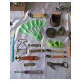 Lot of various Vintage Kitchen Utensils, Silverware, Openers, some Stainless Steel and more