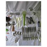 Lot of various Vintage Kitchen Utensils, Silverware, Openers, some Stainless Steel and more