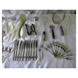 Lot of various Vintage Kitchen Utensils, Silverware, Openers, some Stainless Steel and more