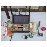 Vintage Lot of Fishing Items: Rods, Tackle, Tackle Boxes, Fishing Net, Rod Holder case, Fishing Reels and more