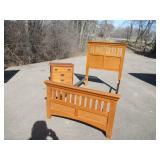 Wood Twin Size Bed Frame and Night Stand.Headboard Footboard  Mission Style