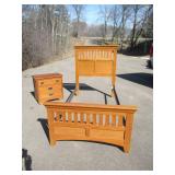 Wood Twin Size Bed Frame and Night Stand.Headboard Footboard  Mission Style