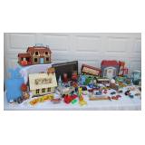 LG Lot of Vintage Toys: Fisher Price, Steel vehicles, Disney Dalmation 101 in Box, Game Board, Ertl, Games, Ginny Carry Case & more