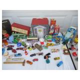 LG Lot of Vintage Toys: Fisher Price, Steel vehicles, Disney Dalmation 101 in Box, Game Board, Ertl, Games, Ginny Carry Case & more