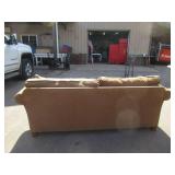 Traditional 90" Sofa with wooden frame and exposed legs with three pillows