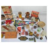 Lot of Vintage Items: Advertising Tins and boxes and more