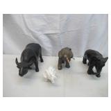 Lot of 4 Vintage Elephant Figurines and Water Buffalo. Home Decor
