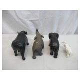 Lot of 4 Vintage Elephant Figurines and Water Buffalo. Home Decor