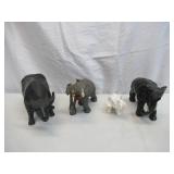 Lot of 4 Vintage Elephant Figurines and Water Buffalo. Home Decor