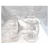 Lot of 21 Vintage Etched Barware Glasses: Cocktail, Deserts- Sherbert, Champagne, Martinis, Daquiris. Art Deco Style