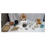 Lot of Vintage Ceramic Decorative Items: Painted Plate, Teapot, Coffee pot w/ Sugar & Creamer, Ashtrays, Creamers and more