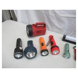 Lot of Various hand held Flashlights, Headlamps and more