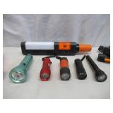 Lot of Various hand held Flashlights, Headlamps and more