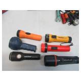 Lot of Various hand held Flashlights, Headlamps and more