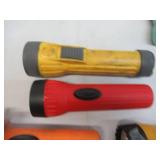 Lot of Various hand held Flashlights, Headlamps and more