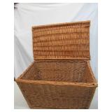 Lot of Vintage Wicker Baskets: Hinged Storage Trunk, Picnic Basket Suitcase. Rustic Farmhouse Decor