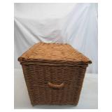 Lot of Vintage Wicker Baskets: Hinged Storage Trunk, Picnic Basket Suitcase. Rustic Farmhouse Decor