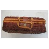 Lot of Vintage Wicker Baskets: Hinged Storage Trunk, Picnic Basket Suitcase. Rustic Farmhouse Decor