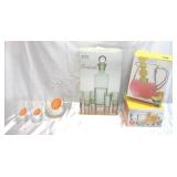 Lot of Citrus Themed Drinkware Sets. 2 are New in original boxes. Oranges Limes Lemons