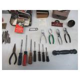 Lot of Vintage Hand Tools & Hardware: Staple Guns, Screw Drivers, Pliers, Files and more