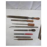 Vintage Lot of Metal Files & Rasps. Some with wood handles. Woodworking Tools.