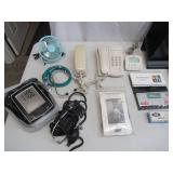 Lot of Vintage Items: Office items- Staplers, Medical Items, Bank Bags, Analog phones, Caller ID, Small Fan